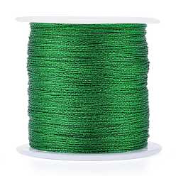 Green Polyester Braided Metallic Thread, for DIY Braided Bracelets Making and Embroidery, Green, 0.4mm, 6-Ply, about 54.68 yards(50m)/roll