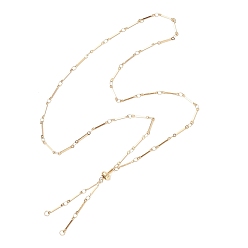 Золотой 304 изготовление цепочек из нержавеющей стали с плоскими звеньями, с латунными скользящими бусинами, золотые, 23-7/8 дюйм (60.5 см)