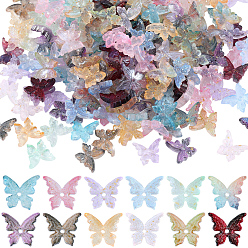 (52) Непрозрачная лаванда 240 шт 12 цвета стеклянные бусины, бабочка, с золотой порошок, два тона, разноцветные, 12~12.5x14x4.5~15 мм, отверстие : 1.2 мм, 20 шт / цвет