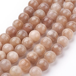 Сэнди Коричневый Натуральный Sunstone бисер пряди, круглые, песчаный коричневый, 10 мм, отверстие : 1 мм, около 19 шт / нитка, 7.8 дюйм