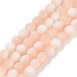 Легкий Лосось Матовое стекло треск бисер нитей, рондель, светлый померанцевый, 6x5.5 мм, отверстие : 1 мм, около 145 шт / нитка, 31.10'' (79 см)