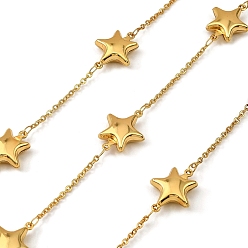 Золотой 304 звёздчатые цепи из нержавеющей стали, пайки, с катушкой, золотые, 20.5x16x6 мм