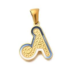 Letter A 304 подвески из нержавеющей стали, с эмалью, ионное покрытие (ip), лазерная резка, реальный 18 k позолоченный, буква a, 18.5x15x1.5 мм, отверстие : 5.5x2.5 мм