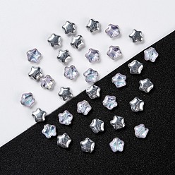 WhiteSmoke Czech Glass Beads, Star, WhiteSmoke, 6x6x3mm, Hole: 0.8mm, about 680pcs/bag, net weight: 95~100g/bag