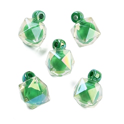 Средний Морско-зеленый Непрозрачные акриловые подвески с УФ-покрытием, Новогодняя тема, переливающийся двухцветный, Топ пробуренной, многоугольник, средний морской зеленый, 21x16x16 мм, отверстие : 3 мм