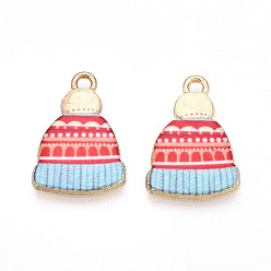 Лосось Подвески из сплава с принтом на зимнюю тематику, без свинца, без кадмии и без никеля, шляпные прелести, золотые, salmon, 18x13x2 мм, отверстие : 1.6 мм