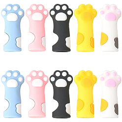 (52) Непрозрачная лаванда 10 шт. 5 колпачки для ручек в мультяшном стиле, силиконовый чехол для карандаша, отпечаток кошачьей лапы, разноцветные, 34x17x12 мм, отверстие : 7.5 мм, 2 шт / цвет