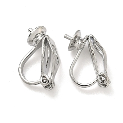 Платина Латунные серьги с клипсами, без никеля , долговечный, за половину пробурено бисера, платина, 13.5x6x8 мм, отверстие : 3 мм, штифты : 1 мм