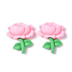 Flower Opaque Resin Cabochons, Flower, Peony Pattern, 31x26.5x9.5mm
