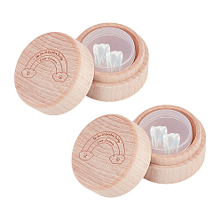 Радуга Резные деревянные футляры для хранения молочных зубов с крышками, мои первые коробки для хранения зубов, круглая форма с акриловой коробкой внутри, радуга, 5.1x3.55 см