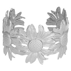 Нержавеющая Сталь Цвет Шикарные ромашки 304 браслеты-манжеты из нержавеющей стали для женщин, цвет нержавеющей стали, внутренний диаметр: 2-1/2 дюйм (6.3 см)