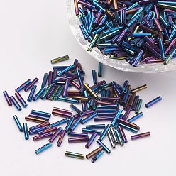 Разноцветный Стеклярус, Ирис, красочный, 5x2 мм, отверстия: 0.5 мм, около 16000 шт / мешок