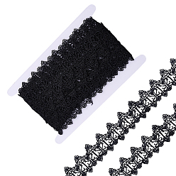 Black 7.5 Yards Polyester Lace Ribbon, Trimming for Wedding Dress Decoration, Garment Accessories, Black, 1-5/8 inch(40mm)