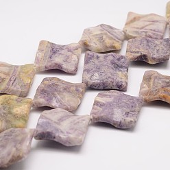 Природный Драгоценный Камень Natura нити шарика Gemstone, квадратный, витую ромб, 34x34x7 мм, отверстие : 1 мм, около 12 шт / нитка, 15.4 дюйм