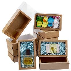 Седло Коричневый Складные креативные ящики из крафт-бумаги с прозрачным покрытием из ПВХ, прямоугольные, седло коричневый, 17.2x10.1x4.2 см