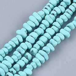 Аква Окрашенного распылением немагнитных синтетических нитей гематита бусы, чипсы, бирюзовые, 5~9x5~6x3~4 мм, отверстие : 0.8 мм, около 106~112 шт / нитка, 15.3 дюйм