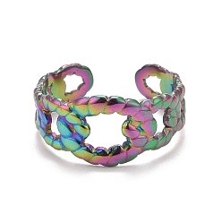 Rainbow Color Rainbow Color Ion Plating(IP) 304 Stainless Steel Oval Open Cuff Ring for Women, US Size 8 1/4(18.3mm)