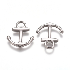 Нержавеющая Сталь Цвет Устойчивые к потускнению 304 подвески из нержавеющей стали, якорь, цвет нержавеющей стали, 18.5x15.5x2 мм, отверстие : 3.5 мм