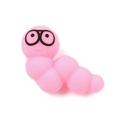 Pink Силиконовые бусины, изготовление ожерелий и браслетов своими руками, гусеница, розовые, 22.5x29x14 мм, отверстие : 3 мм