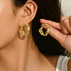 Nuggets Alloy Stud Earrings for Women, Golden, Nuggets, 41x31mm