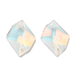 Кристалл Мокко(мк) неправильный ромб пришить по стразам, 2 звенья отверстий, плоская задняя и задняя, аксессуары для одежды, кристалл, 17~17.5x13~14x4.5~5 мм, отверстие : 1 мм, 28 шт / совет