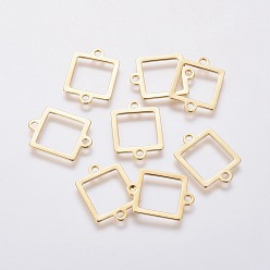 Золотой 201 соединительные звенья нержавеющие, квадратный, золотые, 18x14x1 мм, отверстие : 1.6 мм