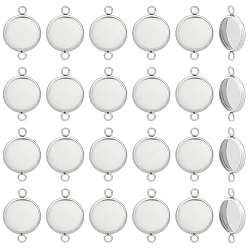 Нержавеющая Сталь Цвет 80 шт. 304 Настройки для коннектора кабошона из нержавеющей стали, чашки безель с краями, плоско-круглые, цвет нержавеющей стали, лоток : 12 мм, 20x13x2 мм, отверстие : 2 мм