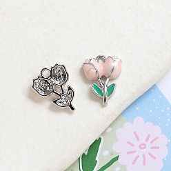 Платина Кулон эмали сплава, тюльпан очарование, платина, 16x12 мм