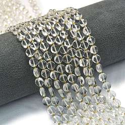 Хрусталь Синтетический кристалл кварца бусины нити, с бисером, граненый ромб, плоско-круглые, 6~6.5x4 мм, отверстие : 0.6 мм, около 51 шт / нитка, 15.43'' (39.2 см)