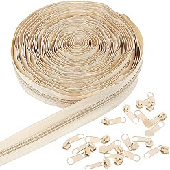 Цвет Древесины Нейлоновые аксессуары для одежды, комплекты компонентов на молнии, съемник на молнии из нейлона и сплава, деревесиные, 1000x29 мм, тяговая головка: 34.5x9.5x7.5 мм