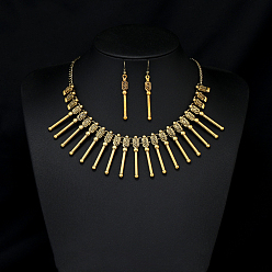 Stick Ожерелье с подвеской и серьгой из сплава в индийском стиле, золотые, придерживаться, 500 мм и 43x6 мм