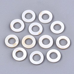 Seashell Color Natural Freshwater Shell Linking Rings, Ring, Seashell Color, 12.5x2mm, Inner Diameter: 7mm