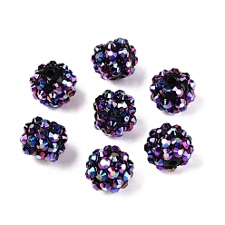 Темно-Фиолетовый AB-цвет смолы горный хрусталь бисер, с акриловыми круглыми бусинами внутри, для жевательной резинки ювелирных изделий, темно-фиолетовый, 12x10 мм, отверстие : 2~2.5 мм
