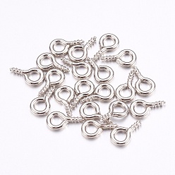 Platinum Iron Screw Eye Pin Peg Bails, For Half Drilled Beads, Platinum, 9x5x1.2mm, Hole: 2mm