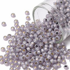 (PF2122) PermaFinish Light Amethyst Opal Silver Lined Тохо 8/0 круглые бусины, японский бисер, (pf 2122) Permafinish светлый аметистовый опал с серебряной подкладкой, 3 мм, отверстие : 1 мм, Около 220 шт / 10 г
