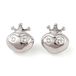 Real Platinum Plated Brass Pendants, Cadmium Free & Nickel Free & Lead Free, Crown, Real Platinum Plated, 11x10.5x7mm, Hole: 3mm
