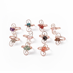 Смешанные камни Крошка из натуральных смешанных драгоценных камней с вихревым кольцом на пальце, ювелирные изделия из латуни из розового золота для женщин, внутренний диаметр: 18 мм