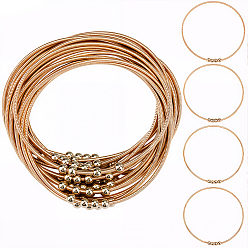Golden 16Pcs Stainless Steel Satellite Chains Stretch Bracelet for Women, Golden, Inner Diameter: 2-1/4 inch(5.8cm)