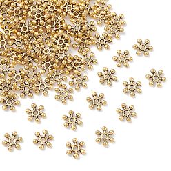 Античное Золото Проставки из цинкового сплава в тибетском стиле, без кадмия и без свинца, с одним отверстием, снежинка, античное золото , 8.5x2.5 мм, отверстие : 1.5 мм