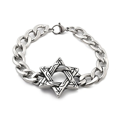 Шестиугольник 304 цепи для крепления на панцире из нержавеющей стали, шестиугольник, 8-5/8 дюйм (22 см), Кулон : 37x46x6 мм