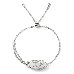 Хрусталь Браслеты-слайдеры с кристаллами натурального кварца, с 304 цепочками для макраме из нержавеющей стали, 10-1/4 дюйм (26 см)