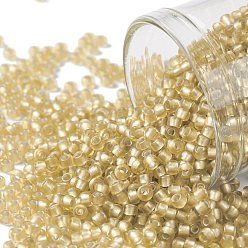 (22F) Silver Lined Frost Light Topaz TOHO Round Seed Beads, Japanese Seed Beads, (22F) Silver Lined Frost Light Topaz, 11/0, 2.2mm, Hole: 0.8mm, about 1110pcs/bottle, 10g/bottle