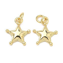 Настоящее золото 18K Латунь прелести, звезды прелести, долговечный, стойки покрытие, без кадмия и без свинца, реальный 18 k позолоченный, 14x12x2.5 мм, Перейти кольцо: 5x1 мм, внутренний диаметр: 3 мм