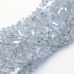 Alice Blue Electroplate Glass Beads Strands, Pearl Luster Plated, Triangle, Faceted, Alice Blue, 4.5x6x4.5mm, Hole: 0.5mm, about 100~101pcs/strand, 13.3 inch(34cm)