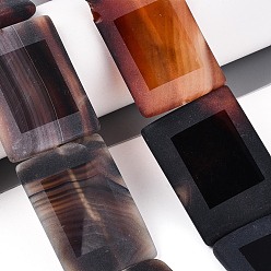 Натуральный Агат Окрашенные естественный агат бисер пряди, прямоугольные, шоколадный цвет, матовые, 30~37x20~26x4~9 мм, отверстие : 1~1.6 мм, около 11 шт / нитка, 13.39~15.51'' (34~39.4 см)