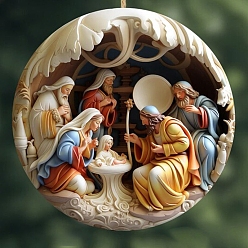 Разноцветный Акриловые подвесные украшения, подвесные украшения для дома, рождественские темы, плоско-круглые, красочный, 150 мм