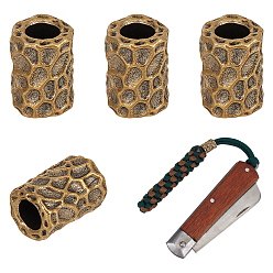 Без Покрытия 4шт латунные бусины EDC европейские, бусины из парашютной нити, бусины с большим отверстием, ремешок для ножа, брелок-браслет, колонка, сырой (без покрытия), 15.5x11 мм, отверстие : 5.5 мм