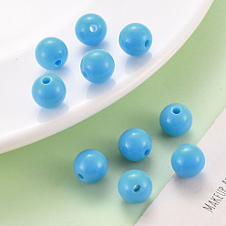 Light Sky Blue Opaque Acrylic Beads, Round, Light Sky Blue, 10x9mm, Hole: 2mm, about 940pcs/500g
