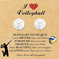 Volleyball Сплав эмаль серьги, платина, волейбол, 14 мм