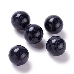 Blue Goldstone Synthetic Blue Goldstone Beads, No Hole/Undrilled, for Wire Wrapped Pendant Making, Round, 20mm